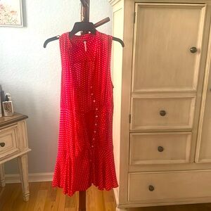 Free People beautiful almost new polka dot red dress.